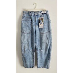 Rewash Women’s Crop Utility Barrel Jeans Size 7/28 Light Blue 100% Cotton
